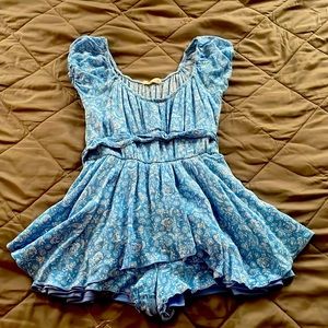 A blue and white romper